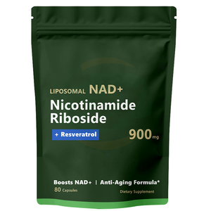 Cápsulas Lipossomais de NAD+ OEM Nicotinamida Ribosídeo Resveratrol 900mg Orgânico Certificado para Suporte Diário de Energia Celular e Beleza - Product Image 1