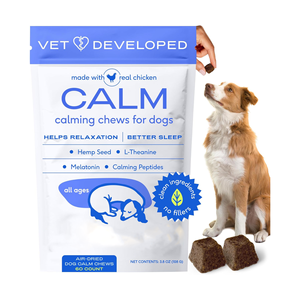 Friandises apaisantes pour animaux <span class=keywords><strong>de</strong></span> compagnie, friandises <span class=keywords><strong>à</strong></span> mâcher molles, soulagement <span class=keywords><strong>de</strong></span> <span class=keywords><strong>l</strong></span>'anxiété, probiotiques, santé intestinale, enzymes digestives, huile <span class=keywords><strong>de</strong></span> saumon sauvage d'Alaska, compléments alimentaires pour la peau, chien - Product Image 2