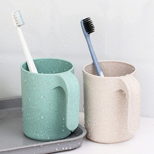 Accesorios de baño para el hogar, taza reutilizable para gárgaras, taza de enjuague bucal de paja de trigo ecológica para lavar los <span class=keywords><strong>dientes</strong></span>, taza para gárgaras con asa - Product Image 2