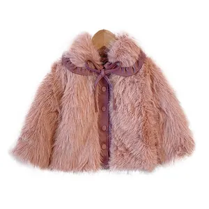 Korean version of the new fashion winter girls' thick children's clothes pinkish baby fur warm coat 1-9 years old children wear