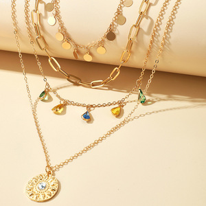Collana <span class=keywords><strong>con</strong></span> Ciondolo Geometrico Rotondo <span class=keywords><strong>con</strong></span> Nappine in Stile Europeo <span class=keywords><strong>e</strong></span> Americano, Pendente Esagerato in Lega <span class=keywords><strong>con</strong></span> Strass - Product Image 4