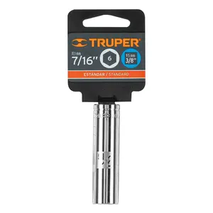 Truper 6 Unidades De Dado Largo De 7/16 '6 Puntas Cuadro 3/8 'en Caja Socket De Calidad Superior - Product Image 4