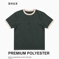 Kaos Wanita Lengan Pendek Kerah Bulat Poliester Model Regular Fit untuk Musim Panas, Pakaian Gaya Korea