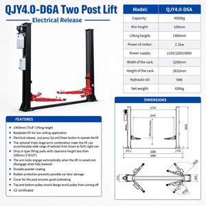 Excelente Elevador Automotriz <span class=keywords><strong>de</strong></span> Dos Postes YQS <span class=keywords><strong>de</strong></span> 4000 kg con Bloqueo Eléctrico para Techos Bajos en Talleres y Garajes - Product Image 2
