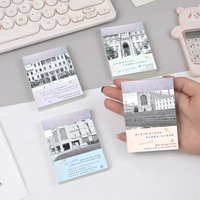 Mini Diario de Bolsillo con Diseño de Edificios Vintage, Cuaderno Encuadernado con Pegamento, Páginas Interiores Rayadas, Personalizable al por Mayor para Regalo Estudiantil