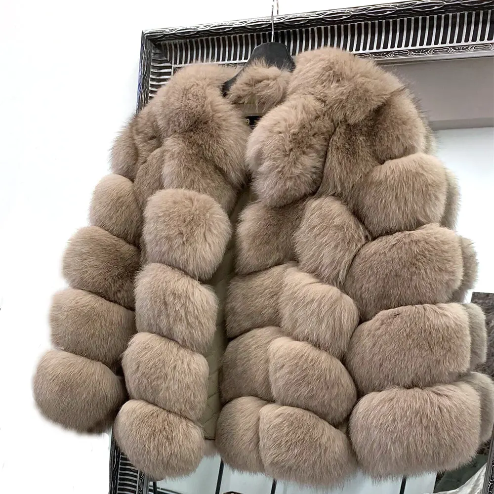 Le signore d'avanguardia all'ingrosso su ordinazione vestono le giacche di pelliccia autentiche di lusso di modo 2021 cappotti reali della pelliccia di volpe di inverno