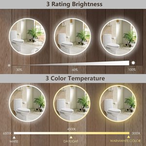 Moderno multifunzionale di forma rotonda a prova di acqua bagno specchio LED con Anti-appannamento - Product Image 6