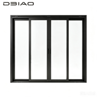 Ventana Corredera Horizontal de Aluminio Negra Moderna Modelo DBIAO 126, Doble Acristalamiento, Aislamiento Acústico para Exteriores de Hotel, Gran Venta