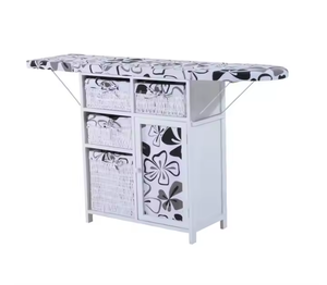 Hot Wholesale Chinese Factory Cheap Wooden Ironing Board Ironing <strong>Storage</strong> Cabinet <strong>With</strong> <strong>Wicker</strong> <strong>Drawers</strong> - Product Image 3
