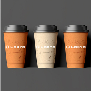 Lokyo Phân Hủy Sinh Học Tường Đơn 10Oz 12Oz 8Oz Cốc Giấy Cà Phê Dùng Một Lần Cốc Giấy Thiết Kế Với Logo - Product Image 3