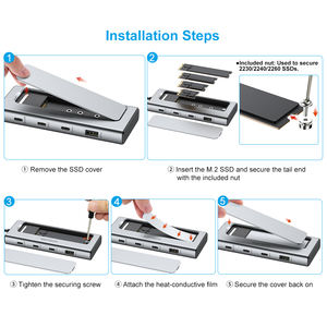 Concentrador <span class=keywords><strong>USB</strong></span> C personalizado con carcasa M.<span class=keywords><strong>2</strong></span> NVMe SSD PD 100W <span class=keywords><strong>USB</strong></span> 3,<span class=keywords><strong>2</strong></span> <span class=keywords><strong>Gen</strong></span> <span class=keywords><strong>2</strong></span> 10Gbps de alta velocidad 5 puertos estación de acoplamiento para Windows - Product Image 3