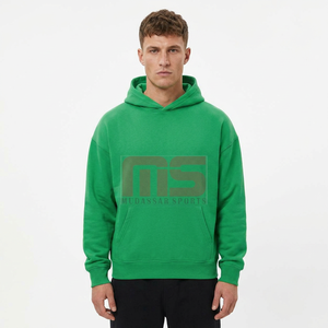 Sweat-shirt à capuche en molleton vert pour homme, coupe classique, couleur unie, logo sur le devant, streetwear décontracté, 100% coton, vêtements d'automne - Product Image 1