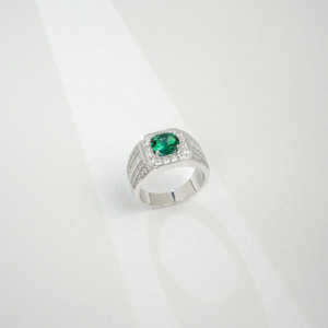 925 <b>Silver</b> Cultivated <b>Emerald</b> <b>Ring</b> Shines Fashionable Engagement Proposal Festival Daily Gift for Girls L - Product Image 5