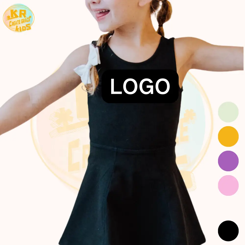 Venta al por mayor de ropa de boutique para niños con impresión de logotipo personalizado para niñas, ropa de yoga para niños, traje deportivo para fitness, vestidos para bebés, gimnasio, ropa deportiva para correr