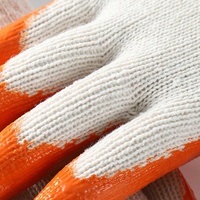 Venta al por mayor de guantes de trabajo de algodón de alta durabilidad con tableta de látex guantes de seguridad de punto para la construcción