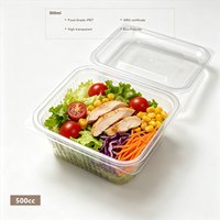Boîtes à salade de 125 ml à 1000 ml avec couvercle, type clamshell, faciles à emporter, en RPET de qualité alimentaire, transparentes, emballage alimentaire en blister coloré