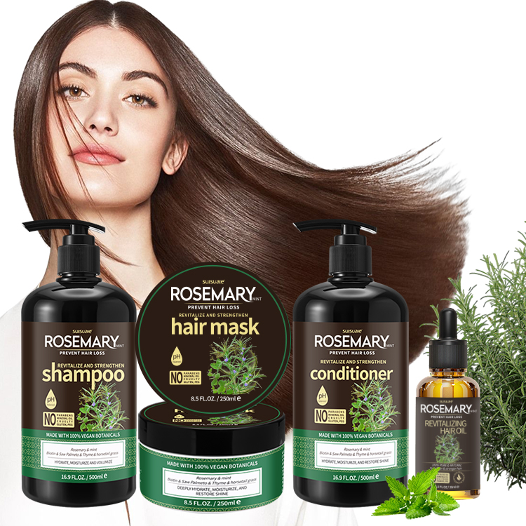 Custom Natural Anti Loss Organic Vegan Castor Hair Growth Oil Products Biotin Rosemary Mint Hair Shampoo And Conditioner