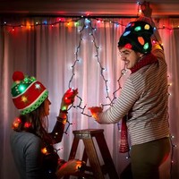 Nuovo stile Led cappello di natale maglione leggero lavorato a maglia Babbo Natale regalo di natale per bambini adulti cappelli di Natale con luci a Led