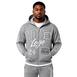 Sudadera con capucha extragrande de alta calidad para hombre, estilo urbano, con cremallera, aspecto vintage, sudadera con capucha extragrande 2026 - Product Image 1