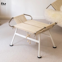 Designer danois Wabisabi Style chaise inclinable créatif minimaliste tissé à la main en bois chaise de loisirs drapeau médiéval corde pour chambre