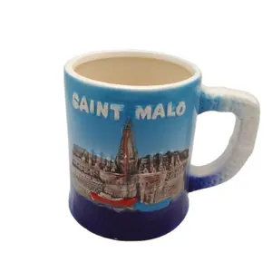 Ceramic Saint Malo Coffee mug, Souvenir City Coffee mug Hand painted