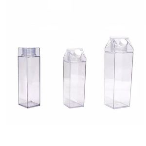 Bpa Free 500Ml Acrylic Reusable Milk Carton Square Plastic Water <b>Bottles</b> With Custom Logo Juice Plastic Cups With Lid - Product Image 6