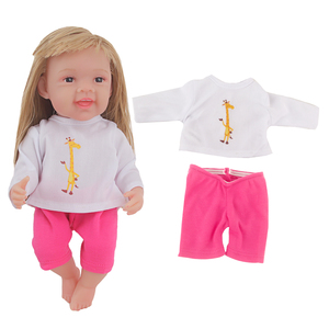 Ensemble de vêtements pour poupées reborn MSYO, t-shirt à manches longues à imprimé <span class=keywords><strong>girafe</strong></span> blanche et pantalon capri rose, cadeau promotionnel - Product Image 2