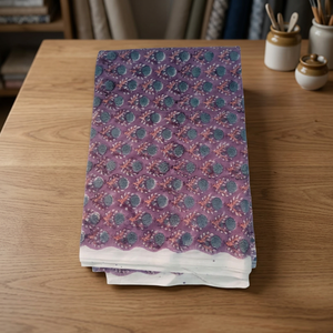 Printed Purple Floral Cotton <b>Fabric</b> Hand block Woven <b>Medium</b> Weight <b>Fabric</b> Women Dress Apparel Quick-Dry Breathable Cotton <b>Fabric</b> - Product Image 4