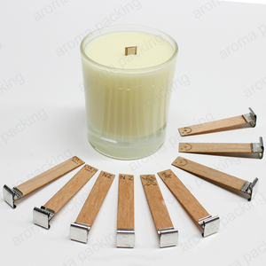 Mèches en bois en forme de croix personnalisées en gros pour la fabrication de bougies parfumées, mèches en bois naturelles sans fumée avec support en métal. - Product Image 5