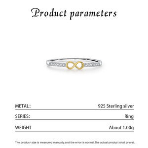 925 <b>Silver</b> <b>Eternity</b> Band <b>Ring</b> With Round Diamond Pave Setting Infinite Design 18K Gold Plated Minimalist Unisex Wedding Jewelry - Product Image 2