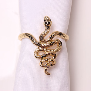 Neues Design Französisch Vintage Edelstahl vergoldet unregelmäßige Schlange Schlange Open Servietten ring für Hochzeits geburtstags feier - Product Image 5