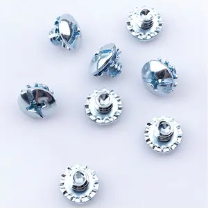 Custom 1/4*6.5mm Carbon Steel Zinc Plated Phillips Round Head Combination Screw With External Tooth Washer