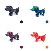 Figurine de chien teckel articulée imprimée en 3D, modèle animal flexible en PLA, jouet anti-stress, chiot mignon, décoration de bureau, cadeau pour