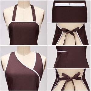 Delantal de salón de uñas de tela tejida fina de verano con diseño sin mangas ajustable para mujer con logotipo personalizado - Product Image 3