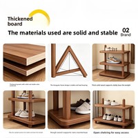 Meuble à chaussures moderne et minimaliste avec pieds en bois massif, 10 étagères, design compact, nouveau modèle 2026, armoire de rangement multi-niveaux pour la maison