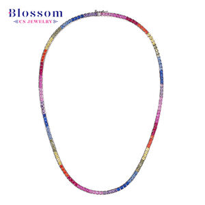 חולצות פריחות תכשיטים מקוריים 925 באיכות גבוהה מקורית, שרשרת זירקוניה שרשרת טניס נשים משובחים - Product Image 6