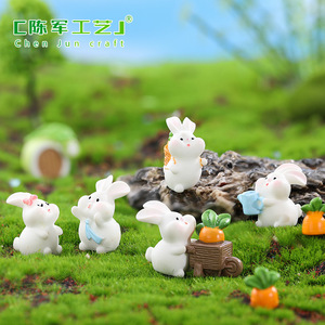 Décoration de micro-paysage : Accessoires universels en résine, lapin mignon de dessin animé, lapin gras, petit lapin enlacé - Product Image 4