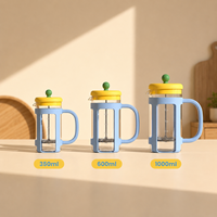 Cafetera Francesa de Vidrio, 350ml, 600ml, 1000ml, de Borosilicato, para Café Frío y Té, con Filtro de Acero Inoxidable, Logotipo Personalizado