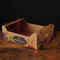 Boîte à fruits en carton gaufré recyclable avec impression pastèque et conception empilable pour la distribution en gros de fruits et l'utilisation au détail