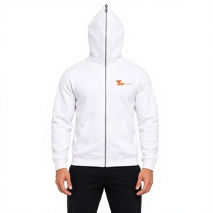 <b>Men</b> <b>White</b> Full Zip Hoodie Cotton Fleece Casual Streetwear Hooded <b>Sweatshirt</b> Regular Fit Autumn Wear Zipper Hoodies for <b>men</b> - Product Image 1