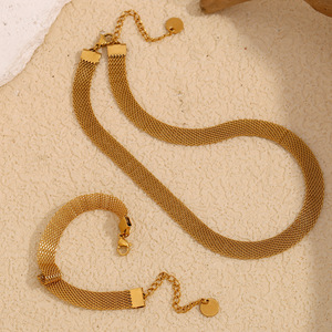 Golden Stainless Steel Woven Bracelet, Fashion Women's <b>Charm</b> Jewelry Stainless Steel Bracelet Wholesale - Product Image 4