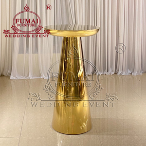 Luxurious <b>Round</b> Gold Stainless Steel <b>Outdoor</b> Bar Height <b>Table</b> - Product Image 2
