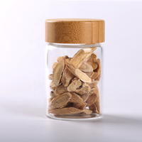 Toples bumbu kaca borosilikat 60ml, toples bumbu dapur mewah atas bambu untuk makanan dan cetak Logo