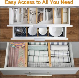 Ngăn Chia Ngăn Kéo Bằng Tre Có Thể Mở Rộng Kèm Chèn Ngăn Kéo Có Thể Điều Chỉnh Ngăn Chia Ngăn Kéo Sâu Có Thể Xếp Chồng Lên Nhau Cho Dụng Cụ Nhà Bếp - Product Image 6