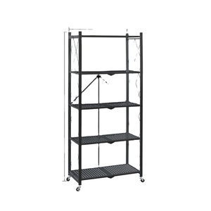 Brand new Installation-free floor multifunctional metal home kitchen storage rack folding shelf with wheels