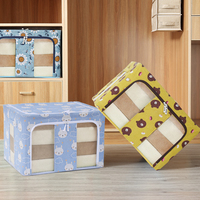 Organisateur de rangement en tissu carré moderne de grande capacité, boîte pliable pour vêtements et articles divers avec cadre métallique 50x40x33cm
