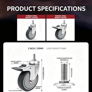 EFON Polypropylene Stainless Steel Iron Nylon Rubber Polyurethane 125mm Swivel Caster Wheel Total Lock Brake 250kg Capacity - Product Image 2