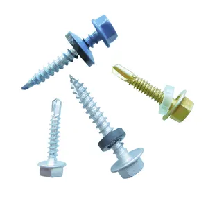 Factory Direct Sales Color Painted Hex Head Type17 Point Self Drilling Tornillos Hexagonal Roofing Screws