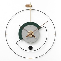 EMITDOOG-Horloges Murales à Demi-Cercle, Montres Murales Minimalistes Modernes en Métal pour le Salon, Horloges à Quartz en Bois