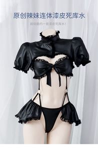 Lencería de Cosplay de cuero con Espalda descubierta, ropa de dormir de una pieza, calada, <span class=keywords><strong>Sexy</strong></span> - Product Image 4